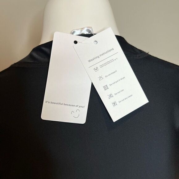 Micosuza NWT black long sleeve UV sun protection rash guard top size M - Picture 14 of 15